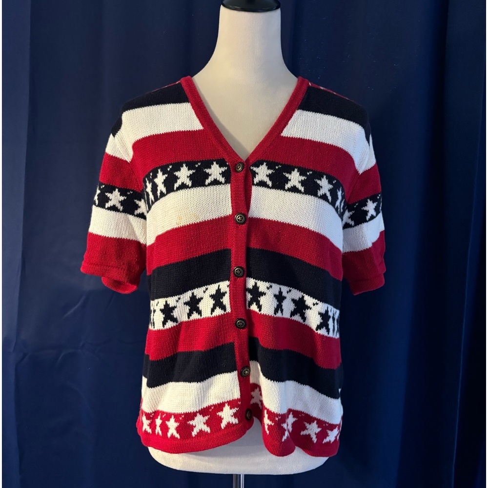 Christopher & Banks striped and star sweater shirt cardigan top